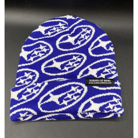 Subaru Accessories - Subaru Of Bend Central Oregon Beanie Hat Blue White Spell Out